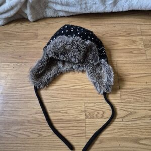 American Eagel Faux Fur Trapper Hat - Black and Brown